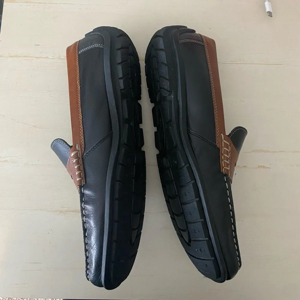 ECCO Men's Black and Tan Slip-On Loafers Size 45 (11/11.5)